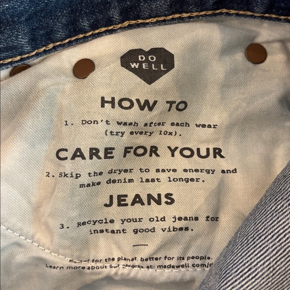 Madewell Low-Slung Baggy Crop Jeans 26 100% Cotton - Picture 15 of 15